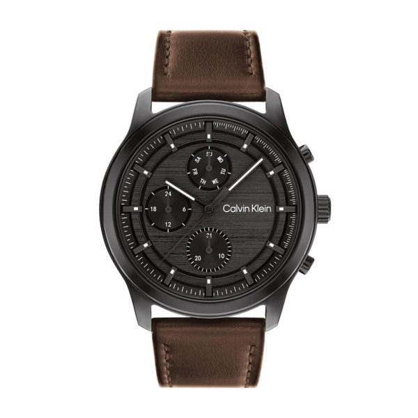 Calvin Klein Ambition Multifunction Brown Leather Strap