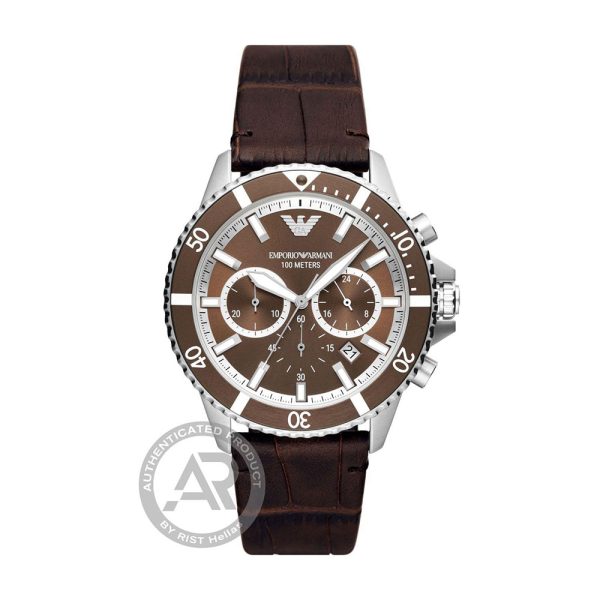 Emporio Armani Chronograph Brown Leather Strap