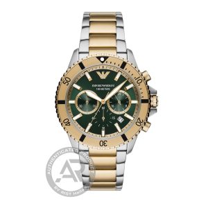 Emporio Armani Diver Chronograph Two Tone Stainless Steel Bracelet