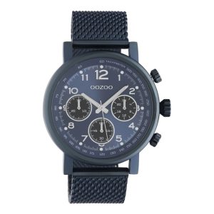 Oozoo Timepieces Chronograph Blue Metallic Bracelet